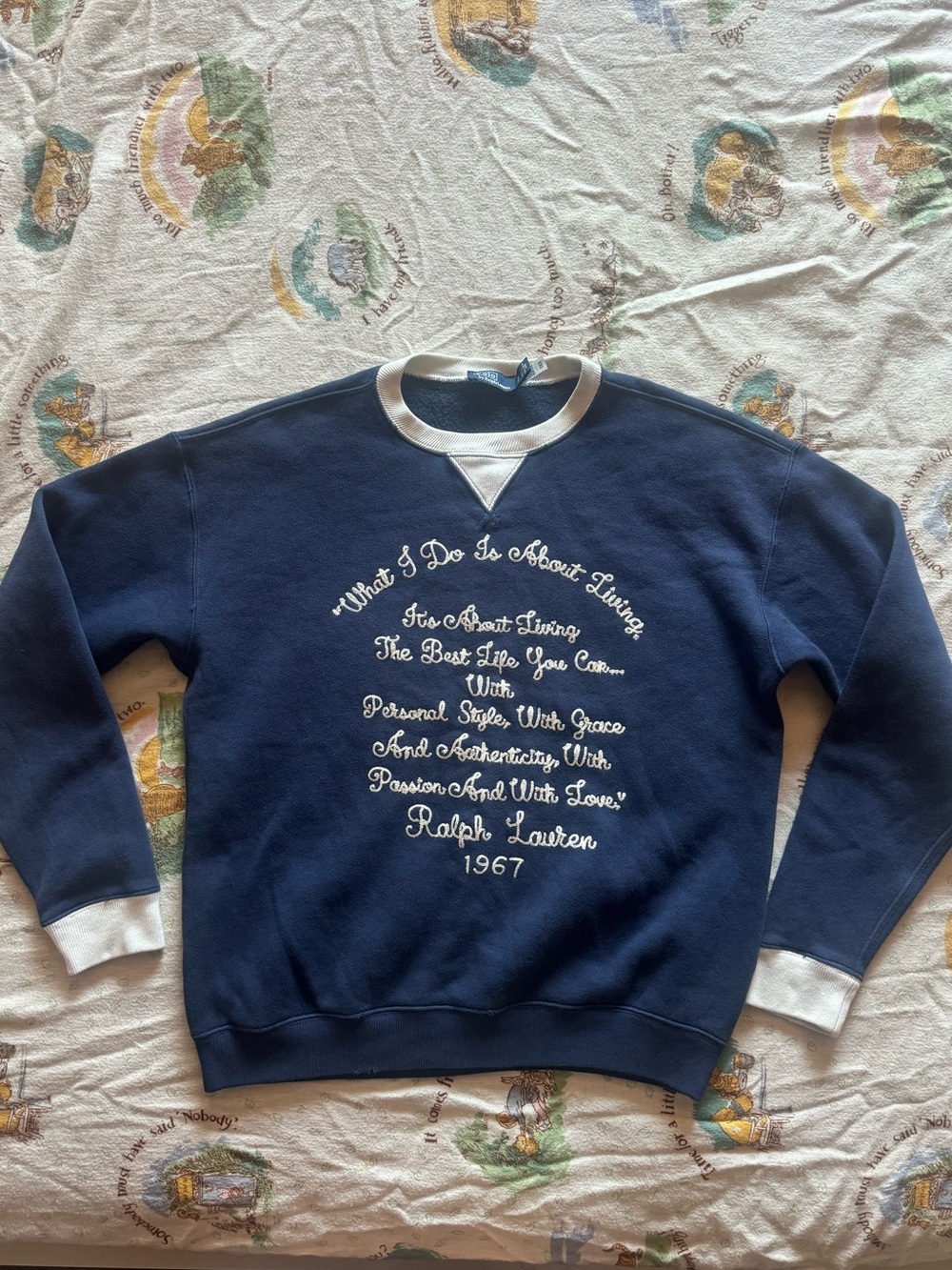 Ralph Lauren Chain Stitched Quote Fleece Sweatshirt - Picture 2 of 10